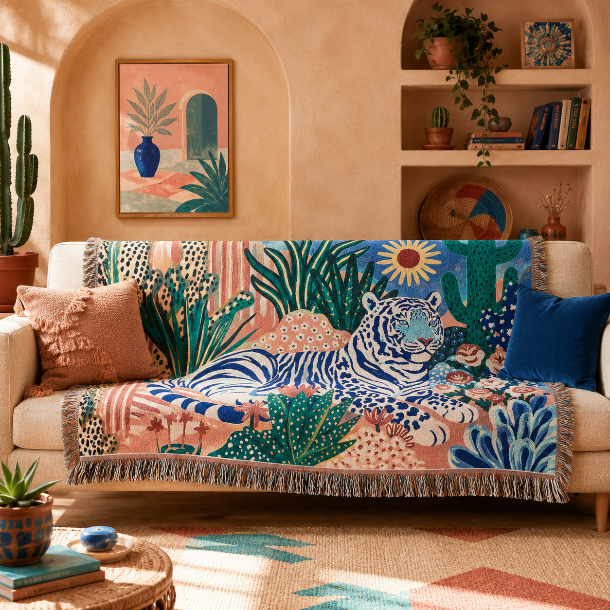Boho Tiger Woven Blanket