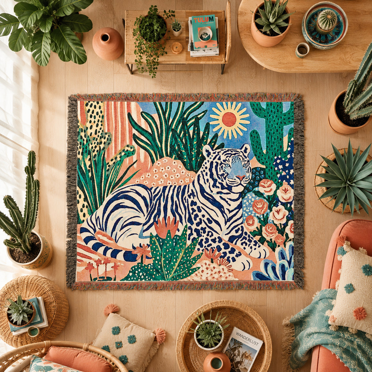 Boho Tiger Woven Blanket
