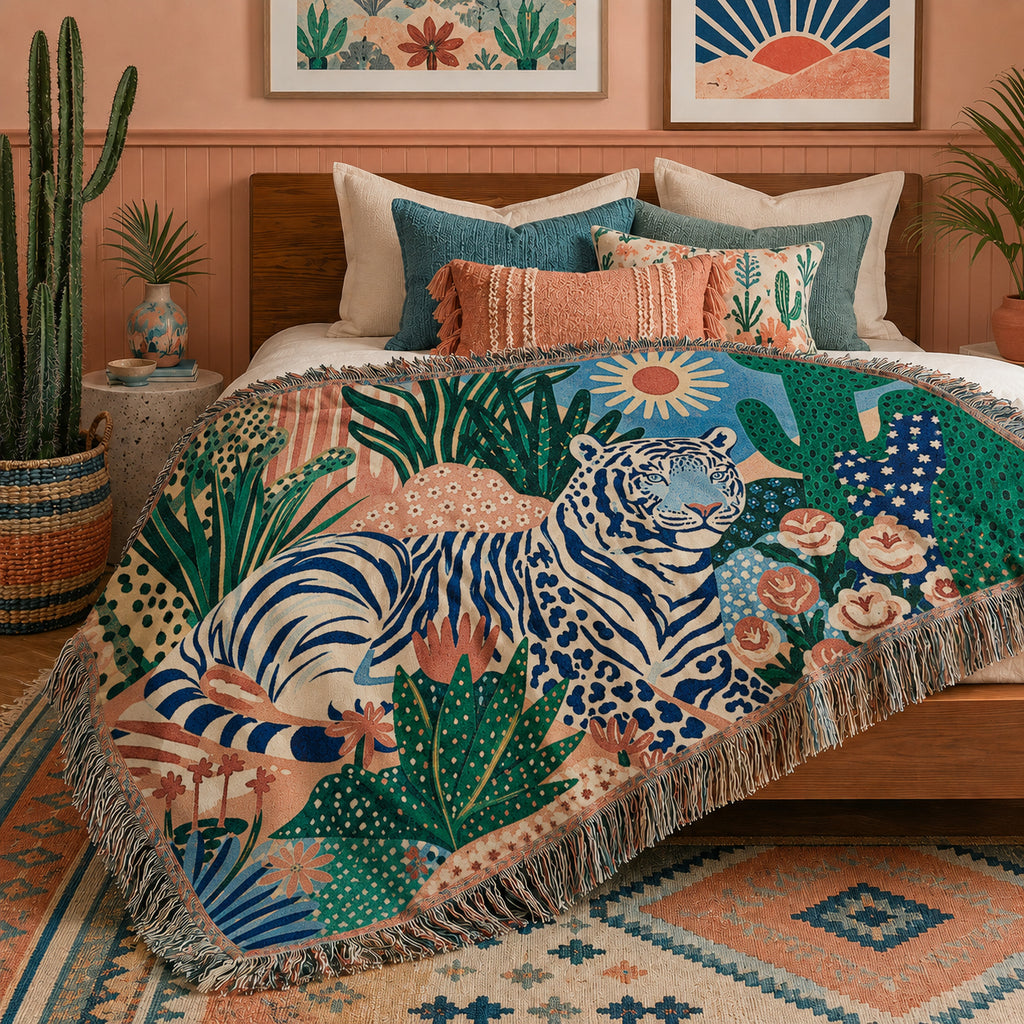 Boho Tiger Woven Blanket