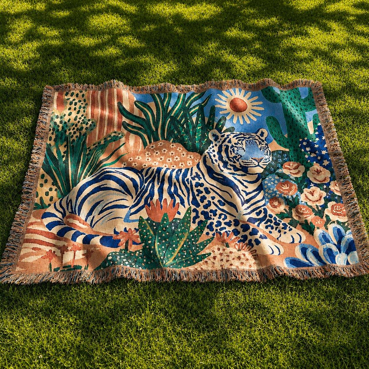 Boho Tiger Woven Blanket