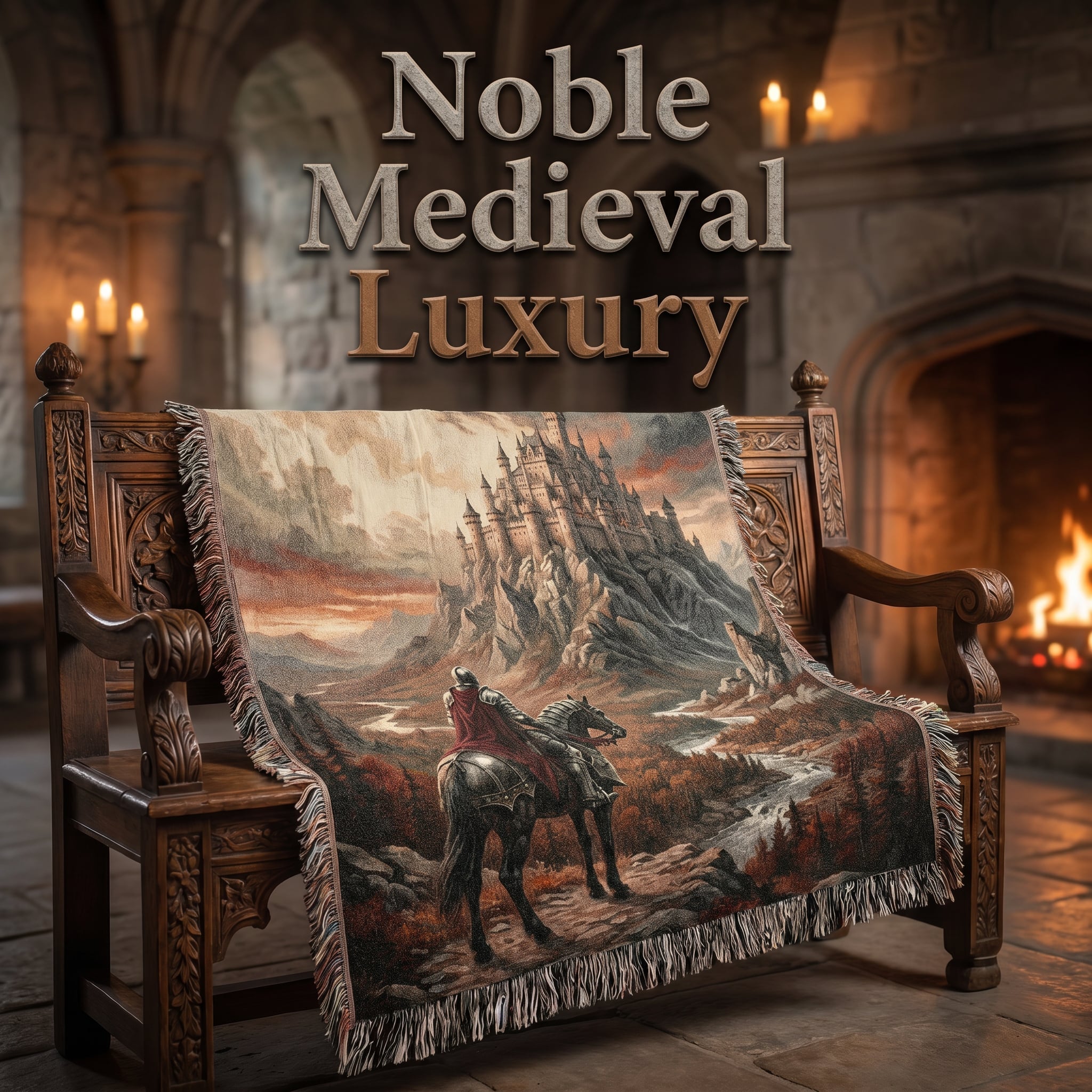 Medieval Castle Knight Woven Blanket