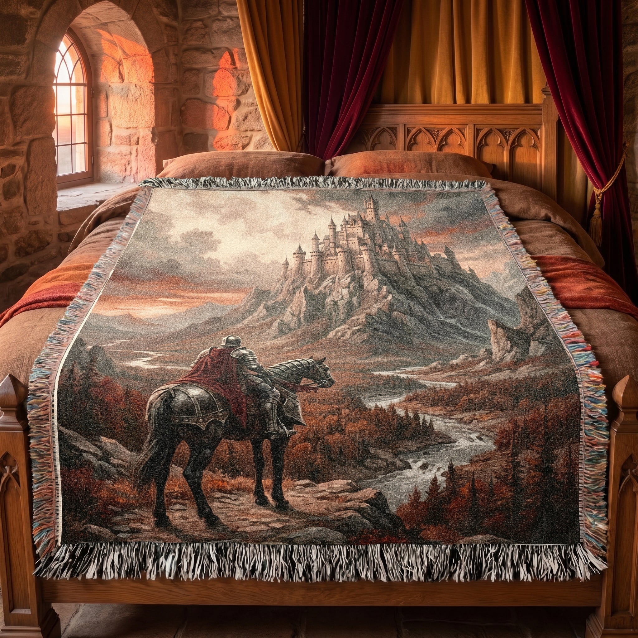 Medieval Castle Knight Woven Blanket