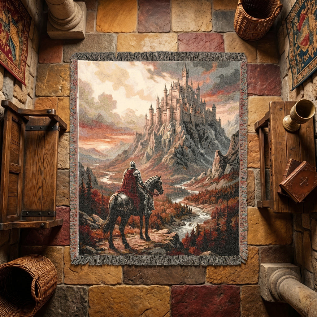 Medieval Castle Knight Woven Blanket