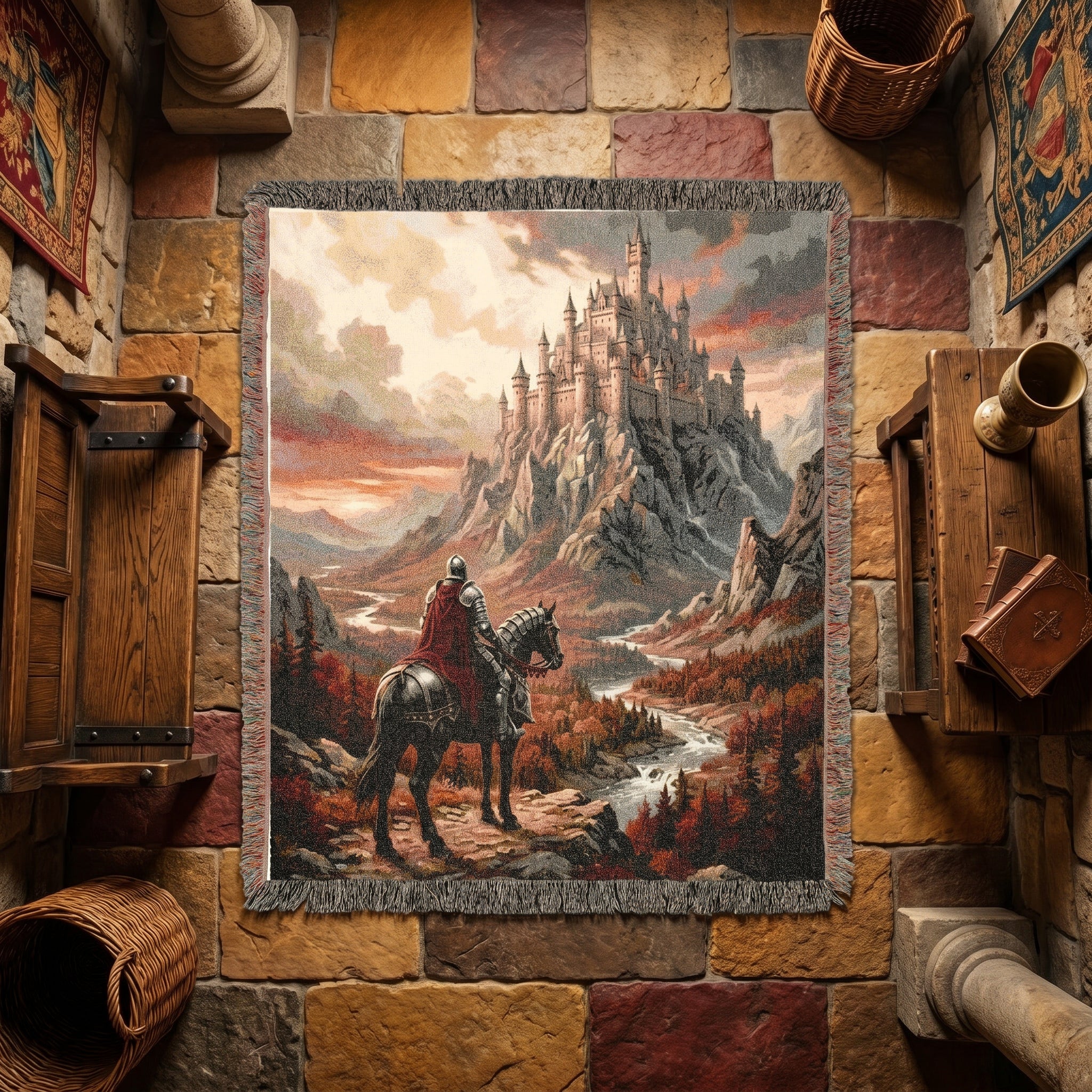 Medieval Castle Knight Woven Blanket