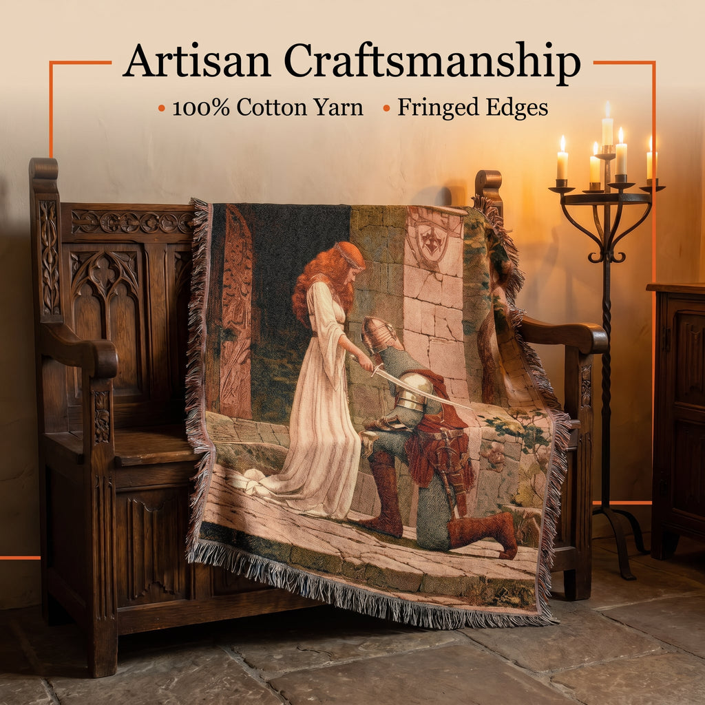 Medieval Knight and Lady Woven Blanket