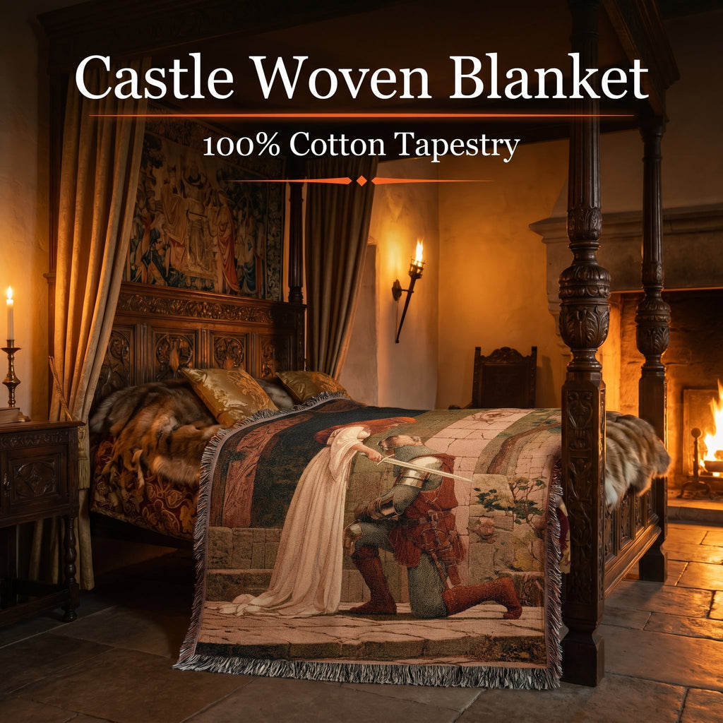Medieval Knight and Lady Woven Blanket