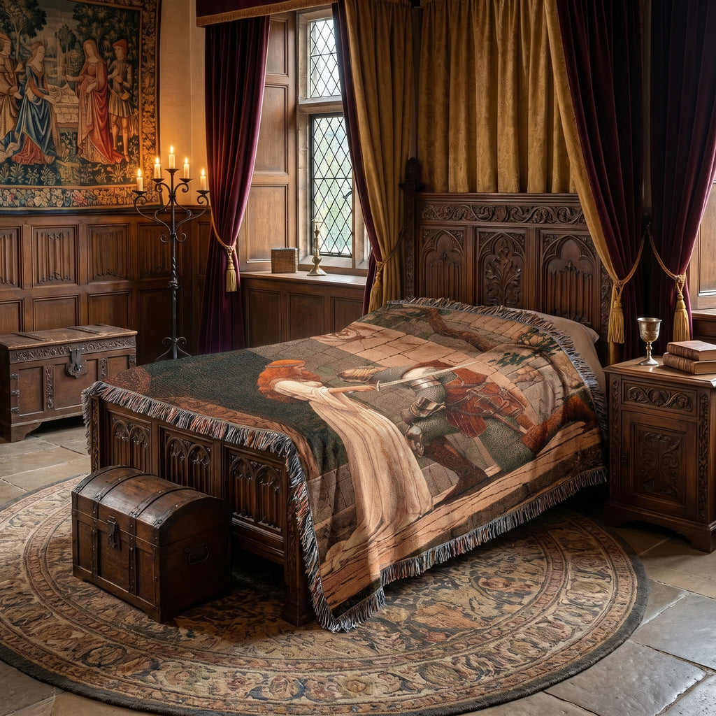 Medieval Knight and Lady Woven Blanket