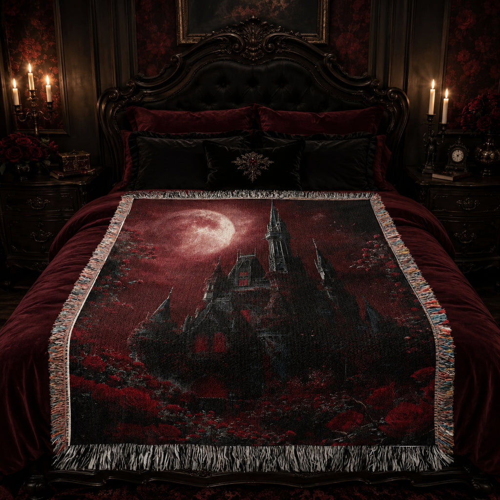 Vampire Castle Gothic Woven Blanket