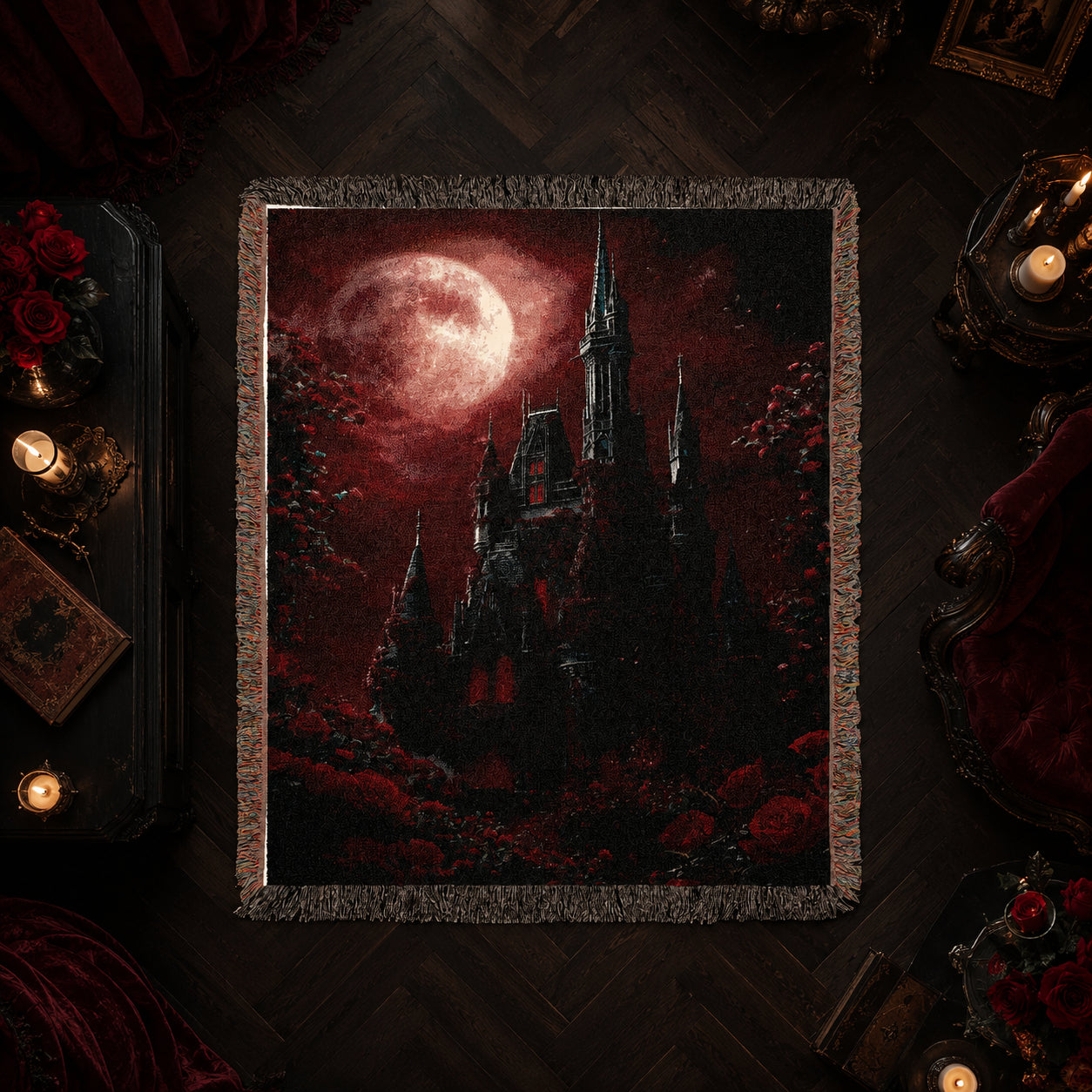 Vampire Castle Gothic Woven Blanket