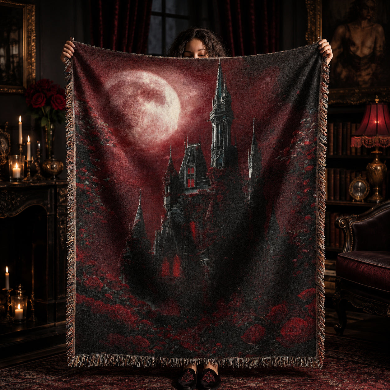 Vampire Castle Gothic Woven Blanket