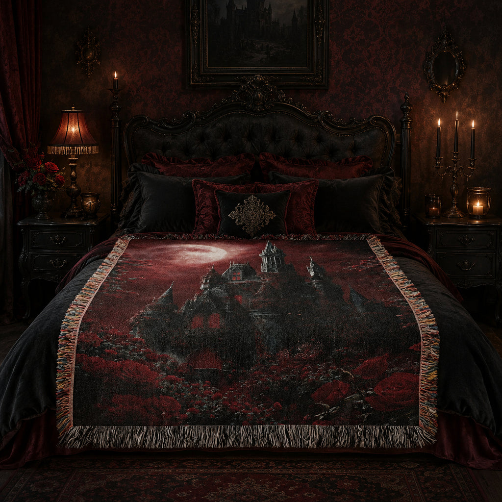 Vampire Castle Gothic Woven Blanket