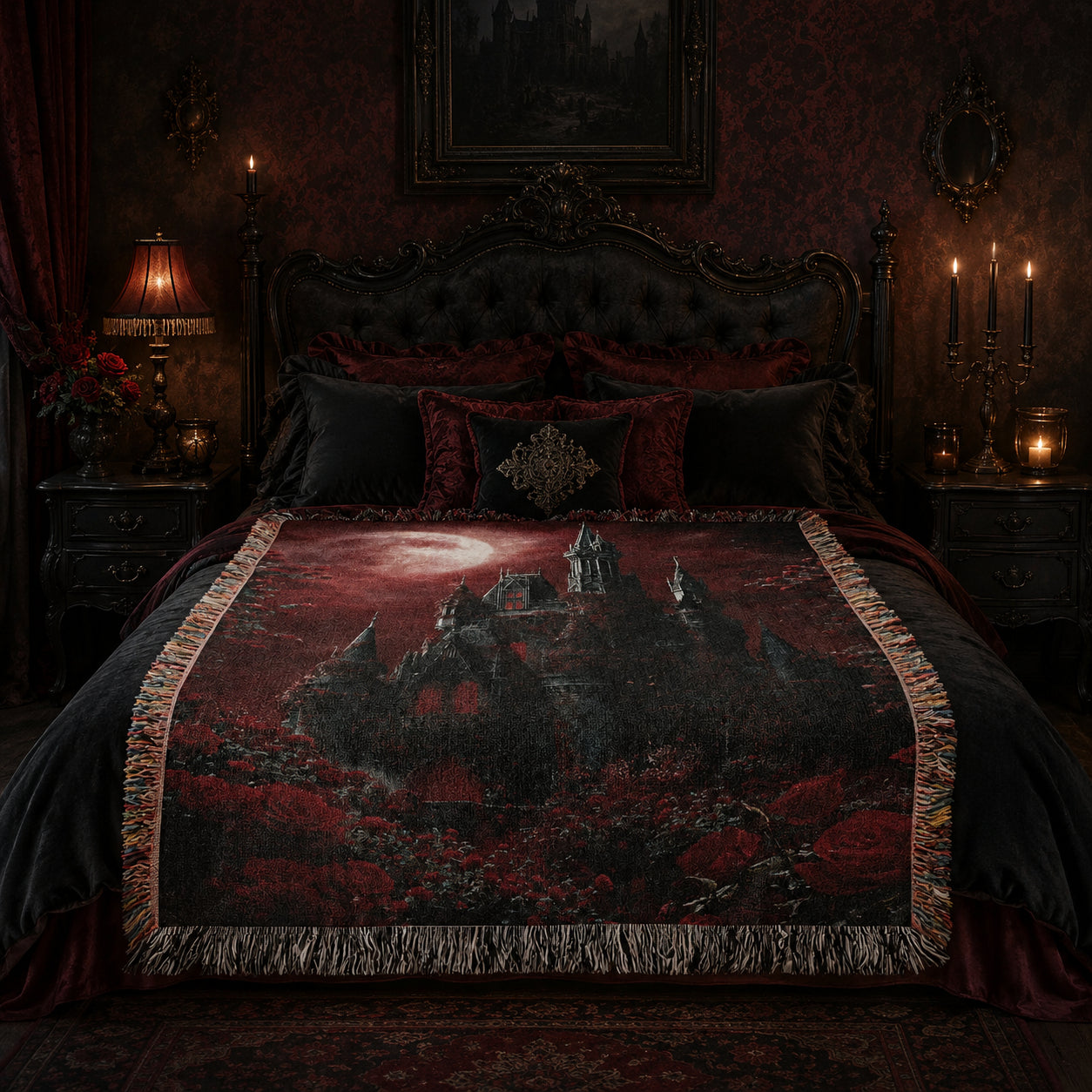 Vampire Castle Gothic Woven Blanket