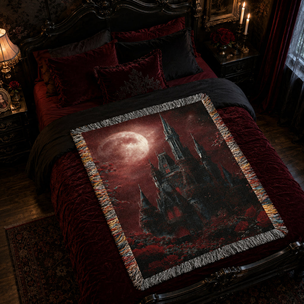 Vampire Castle Gothic Woven Blanket