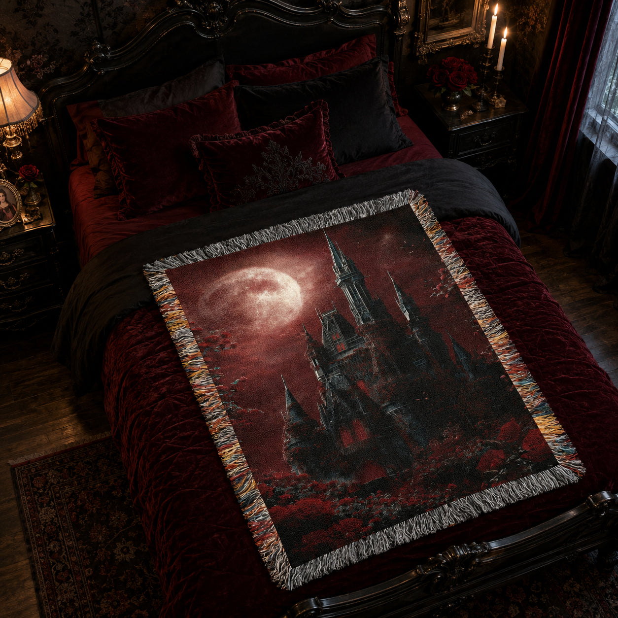 Vampire Castle Gothic Woven Blanket
