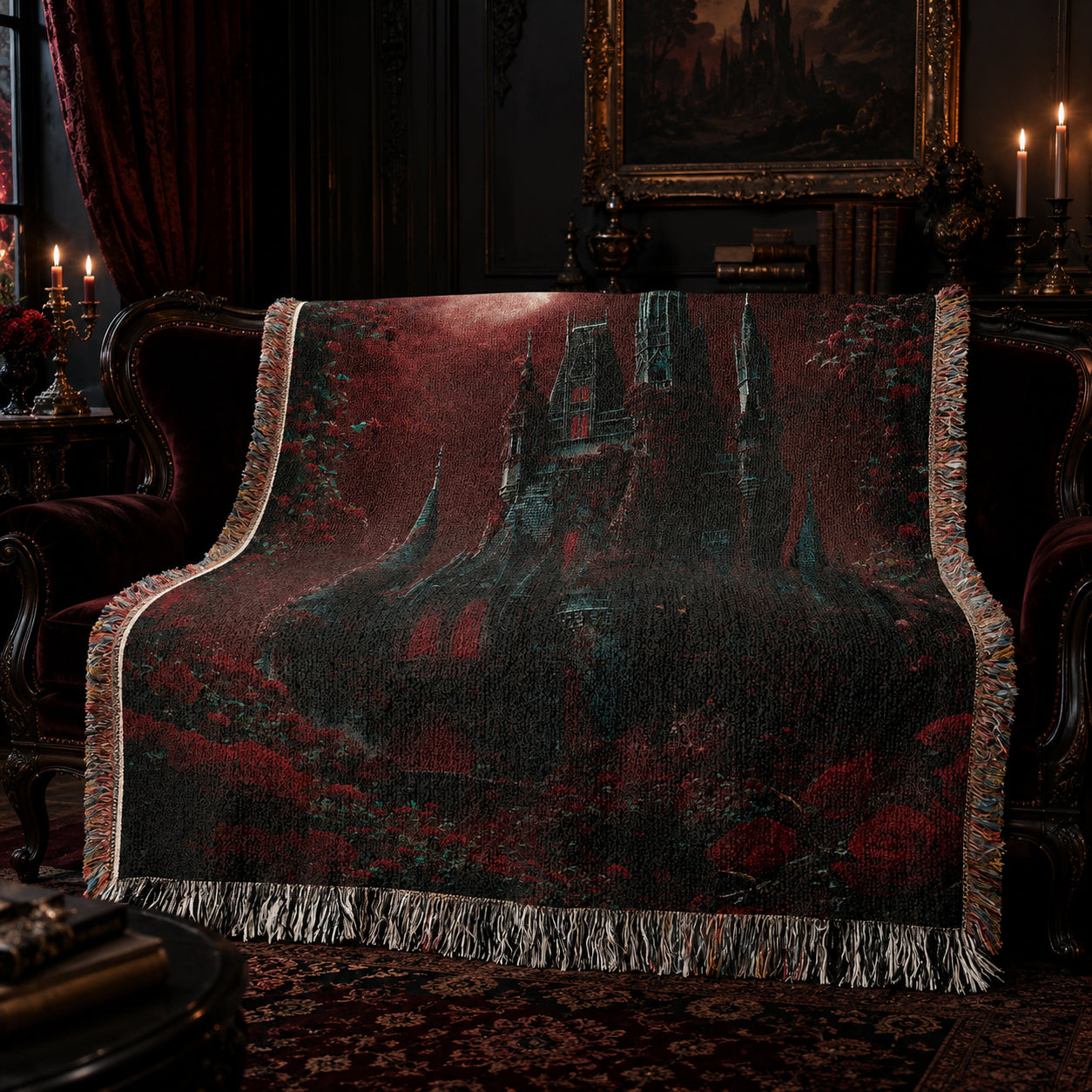 Vampire Castle Gothic Woven Blanket