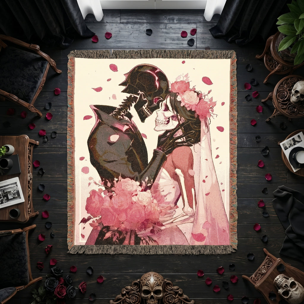 Skeleton Lovers Gothic Woven Blanket