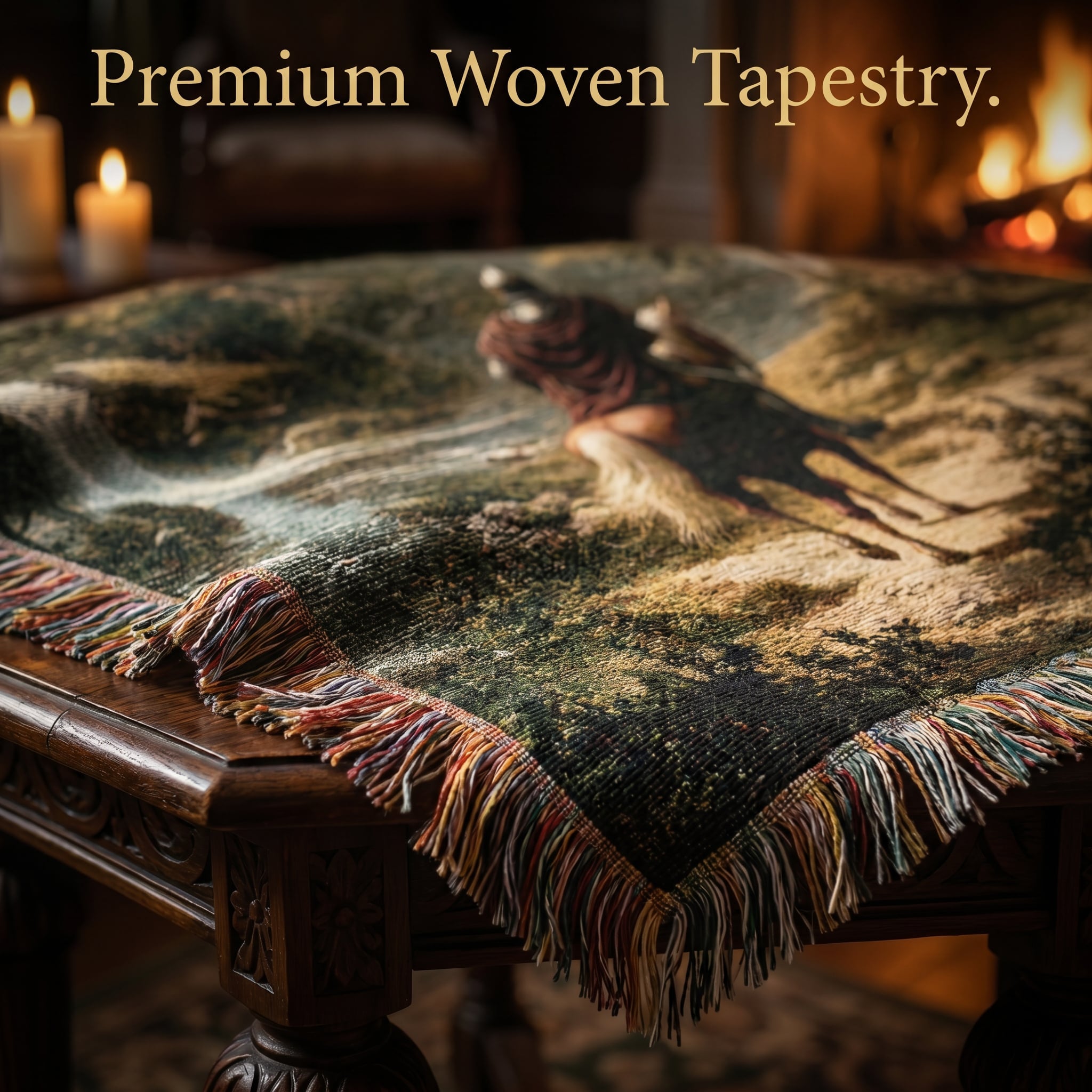 Medieval Forest Rider Woven Blanket
