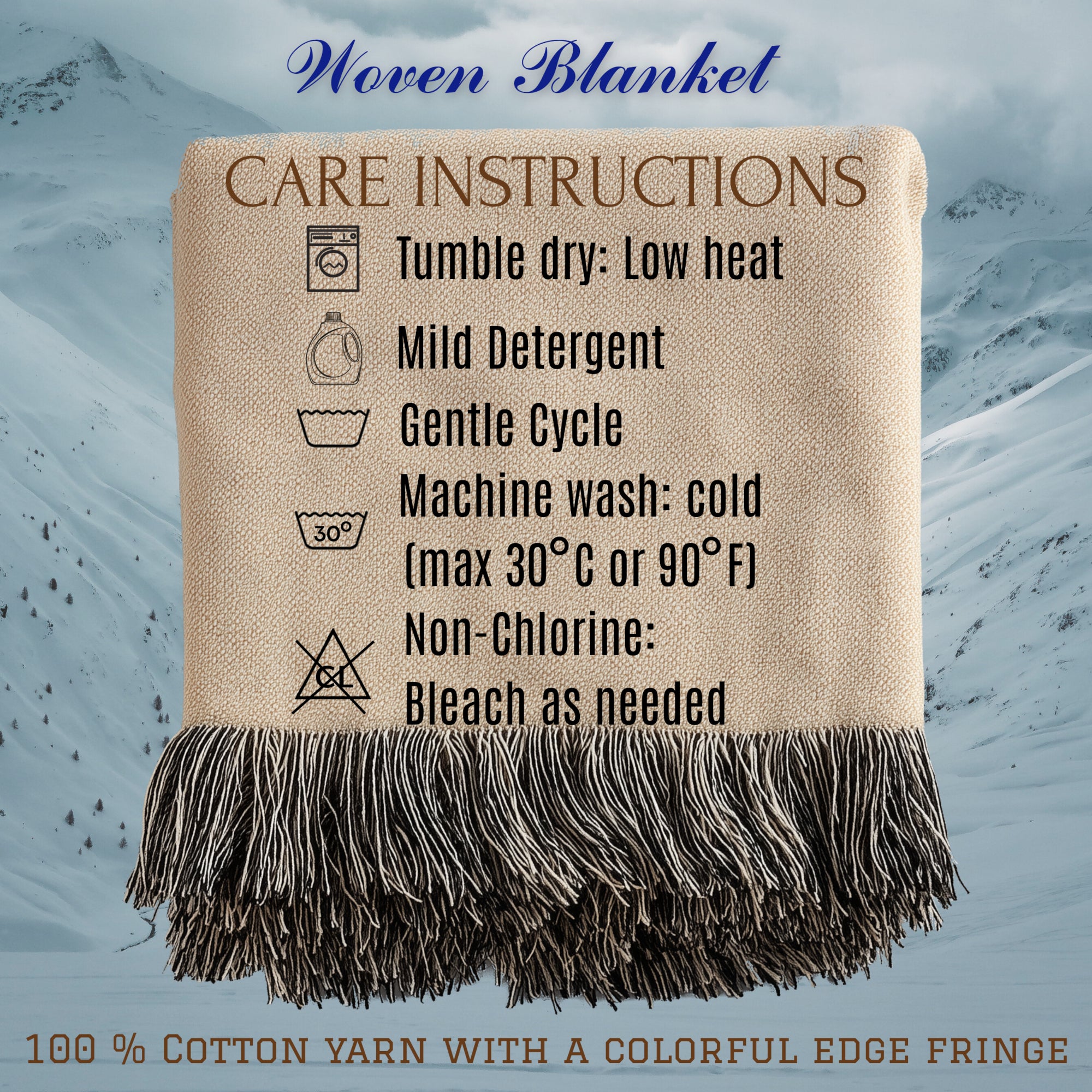 Snow Leopard Mountain Woven Blanket