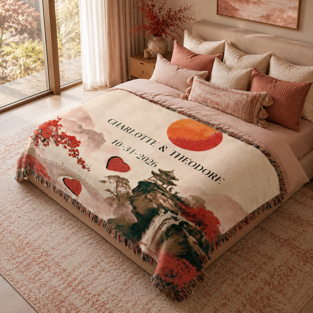 Personalized Wedding Date Woven Blanket