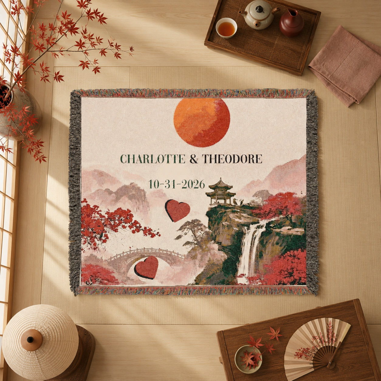 Personalized Wedding Date Woven Blanket