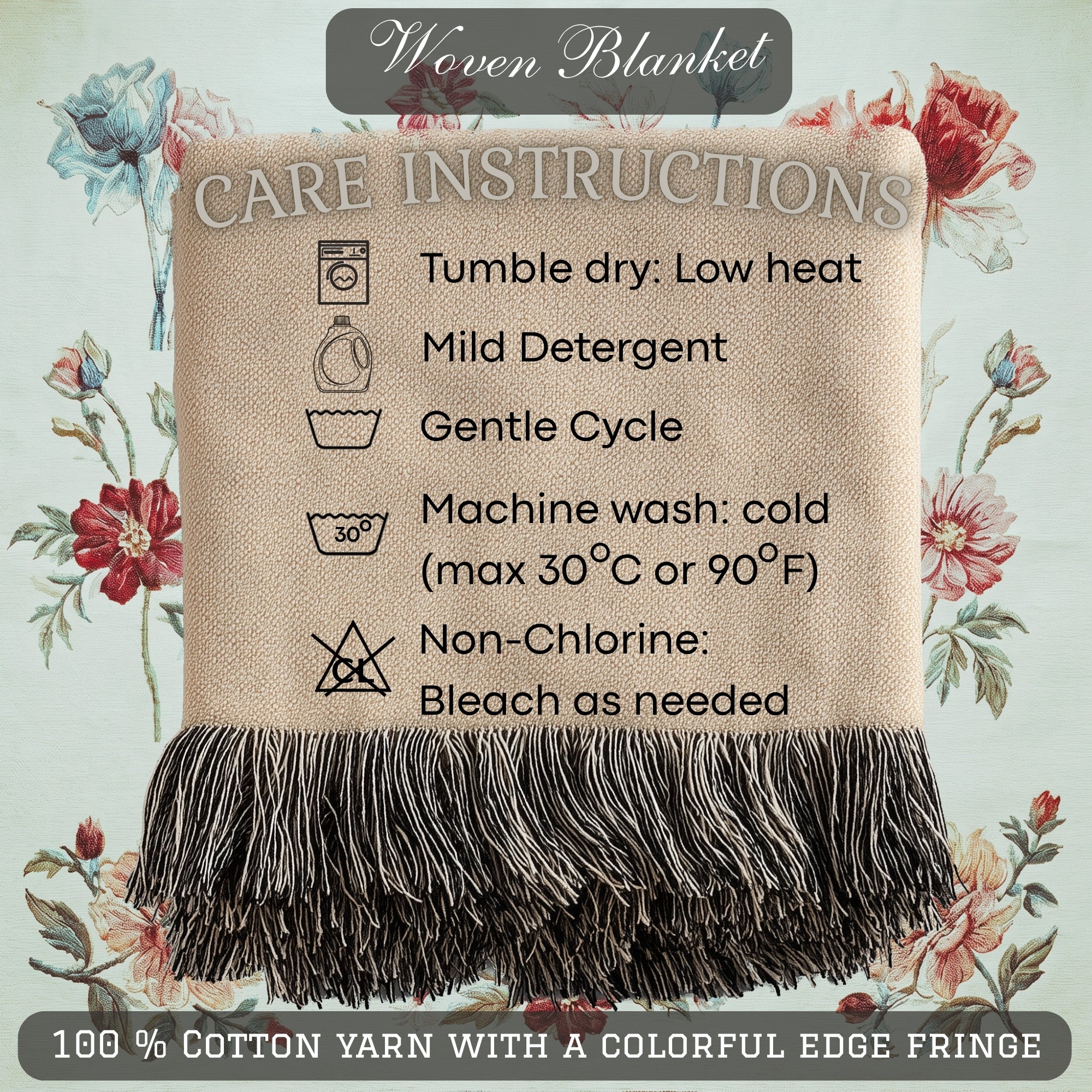 Personalized Grandma Floral Woven Blanket