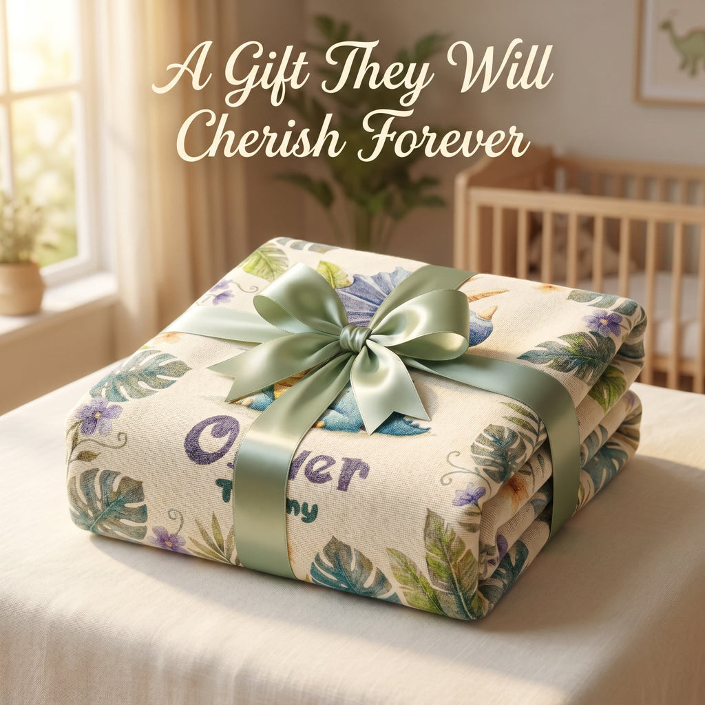 Personalized Dinosaur Name Woven Blanket