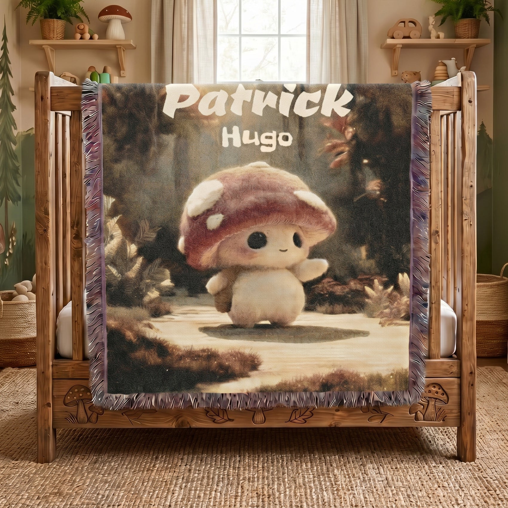 Personalized Mushroom Baby Woven Blanket