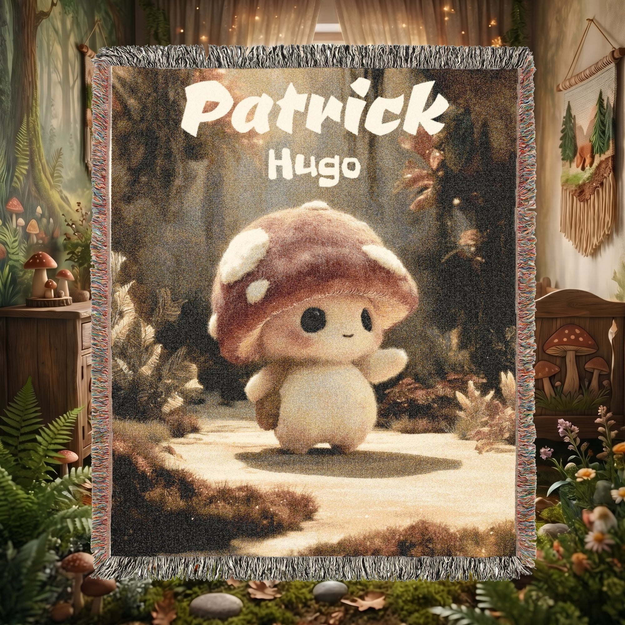 Personalized Mushroom Baby Woven Blanket