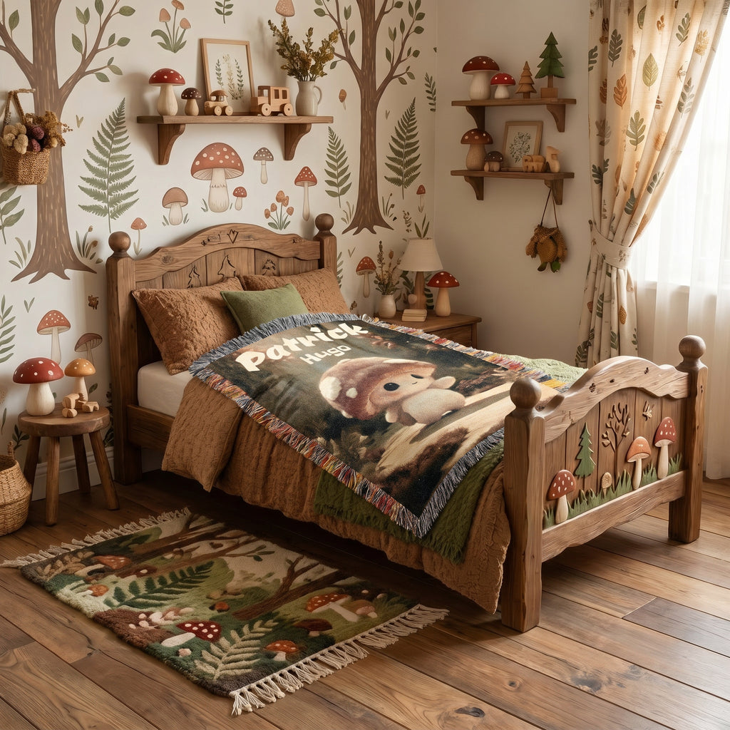 Personalized Mushroom Baby Woven Blanket