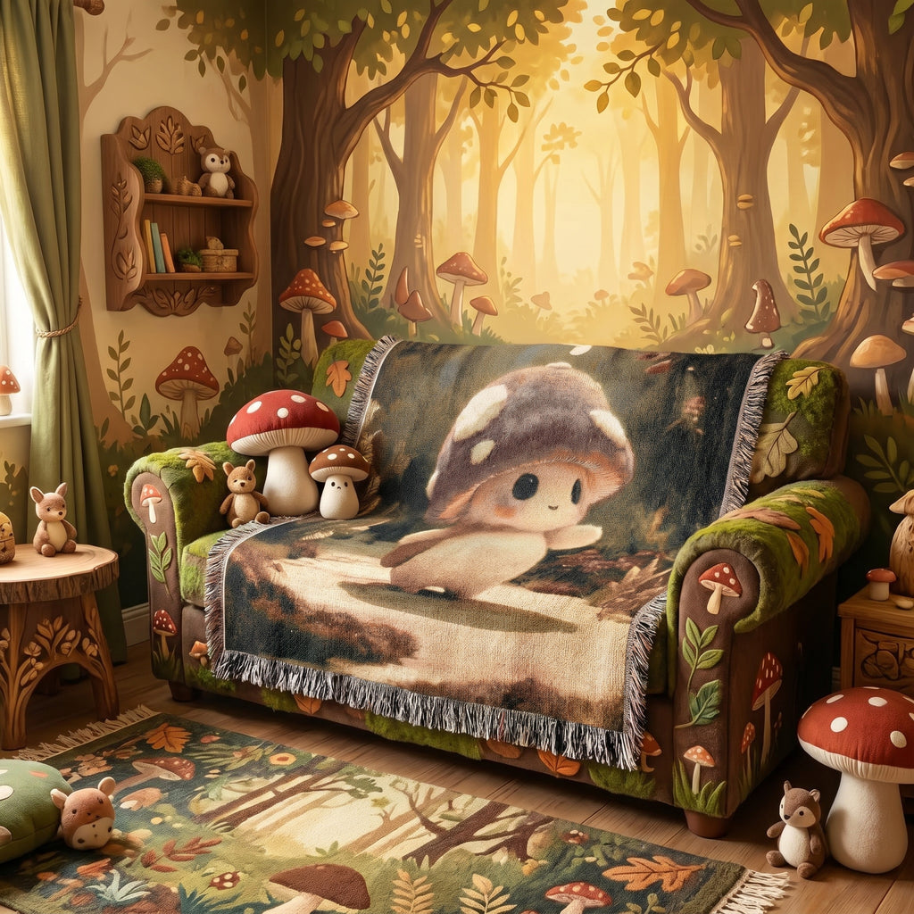 Personalized Mushroom Baby Woven Blanket