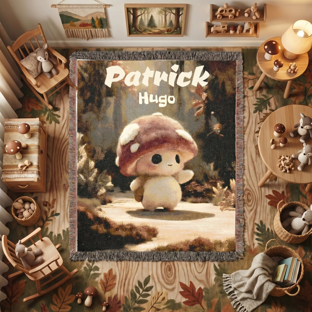 Personalized Mushroom Baby Woven Blanket