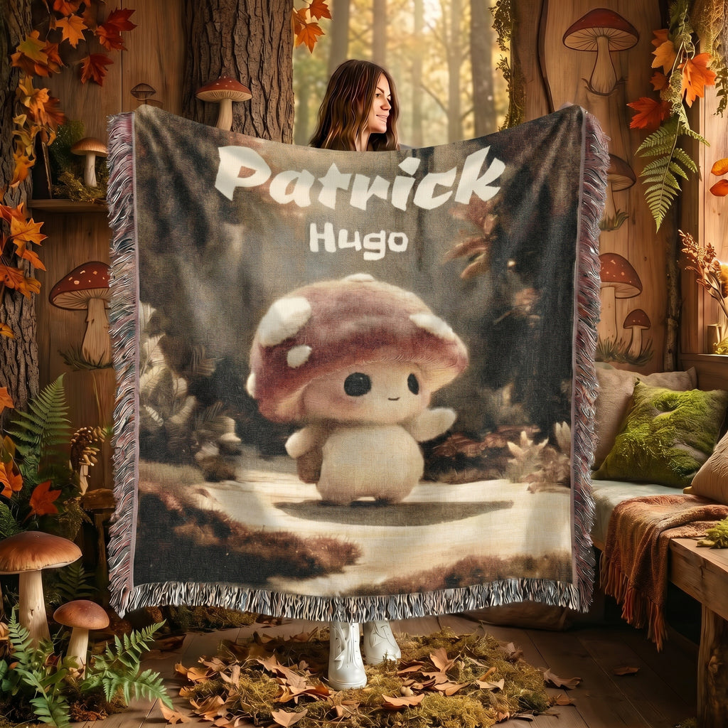 Personalized Mushroom Baby Woven Blanket