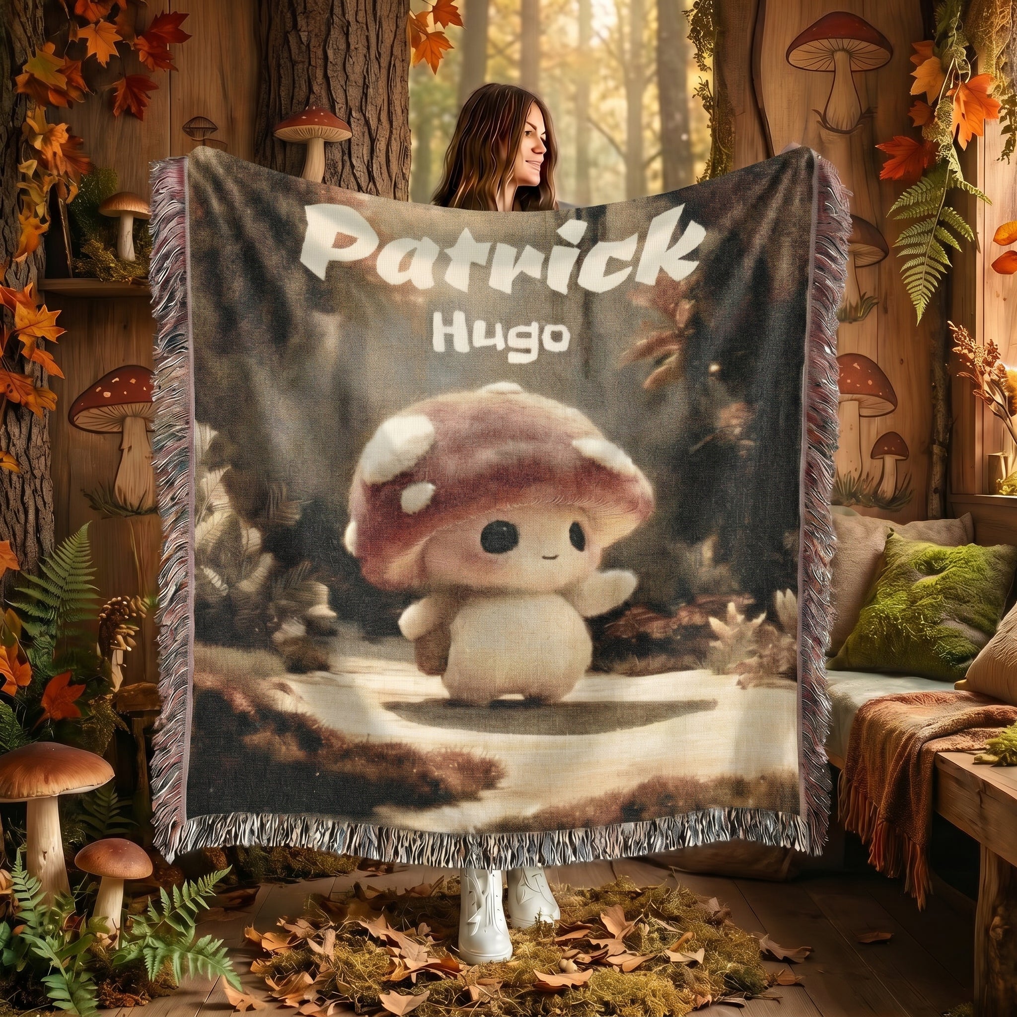 Personalized Mushroom Baby Woven Blanket