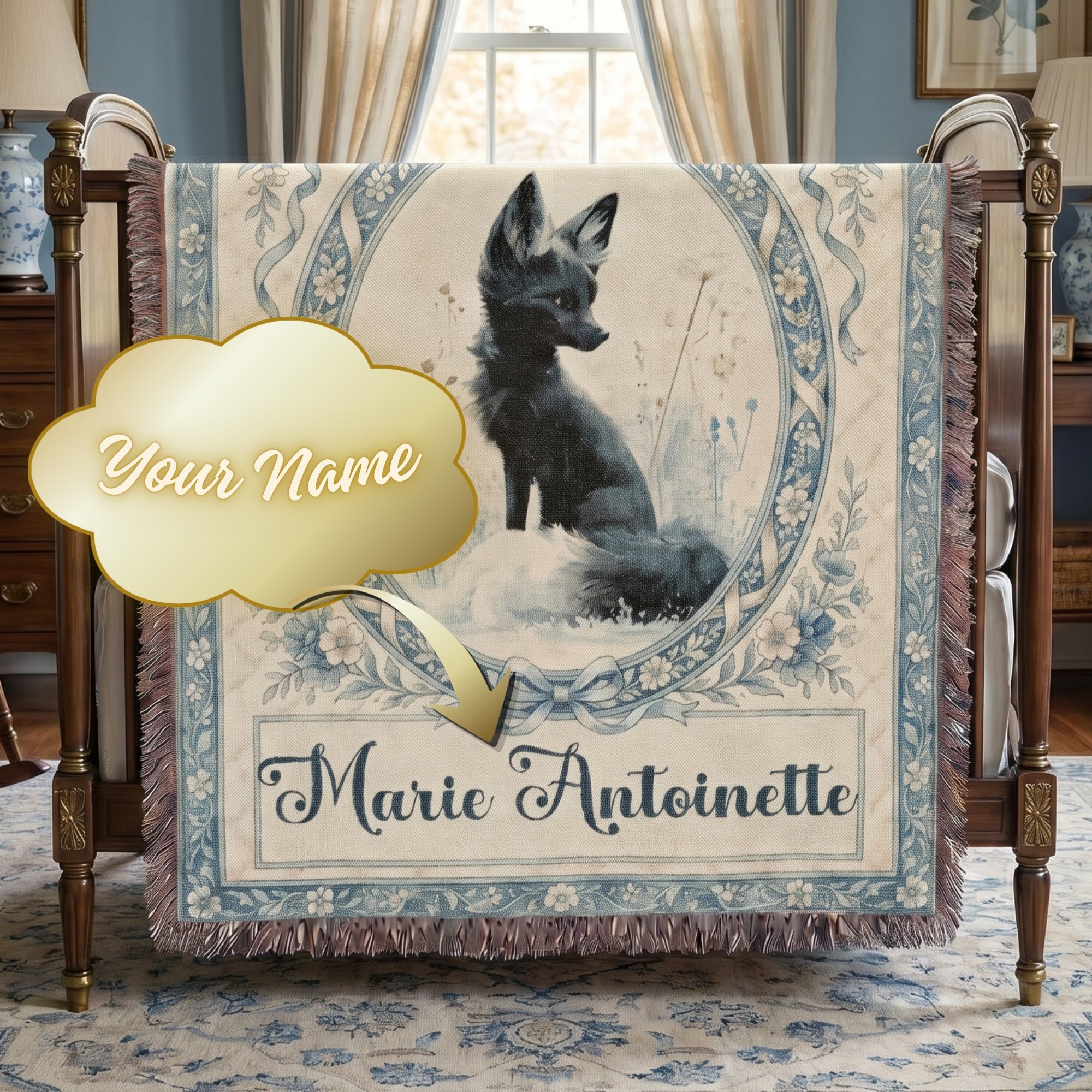 Personalized Fox Baby Woven Blanket