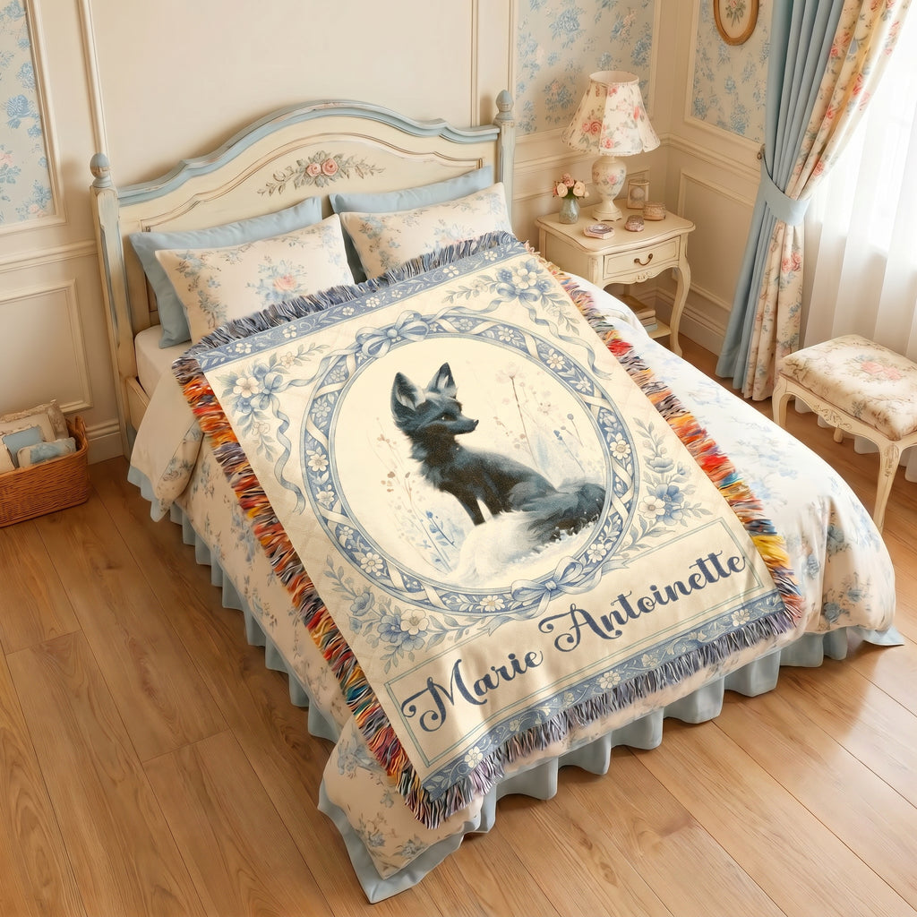 Personalized Fox Baby Woven Blanket