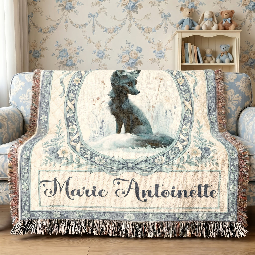 Personalized Fox Baby Woven Blanket