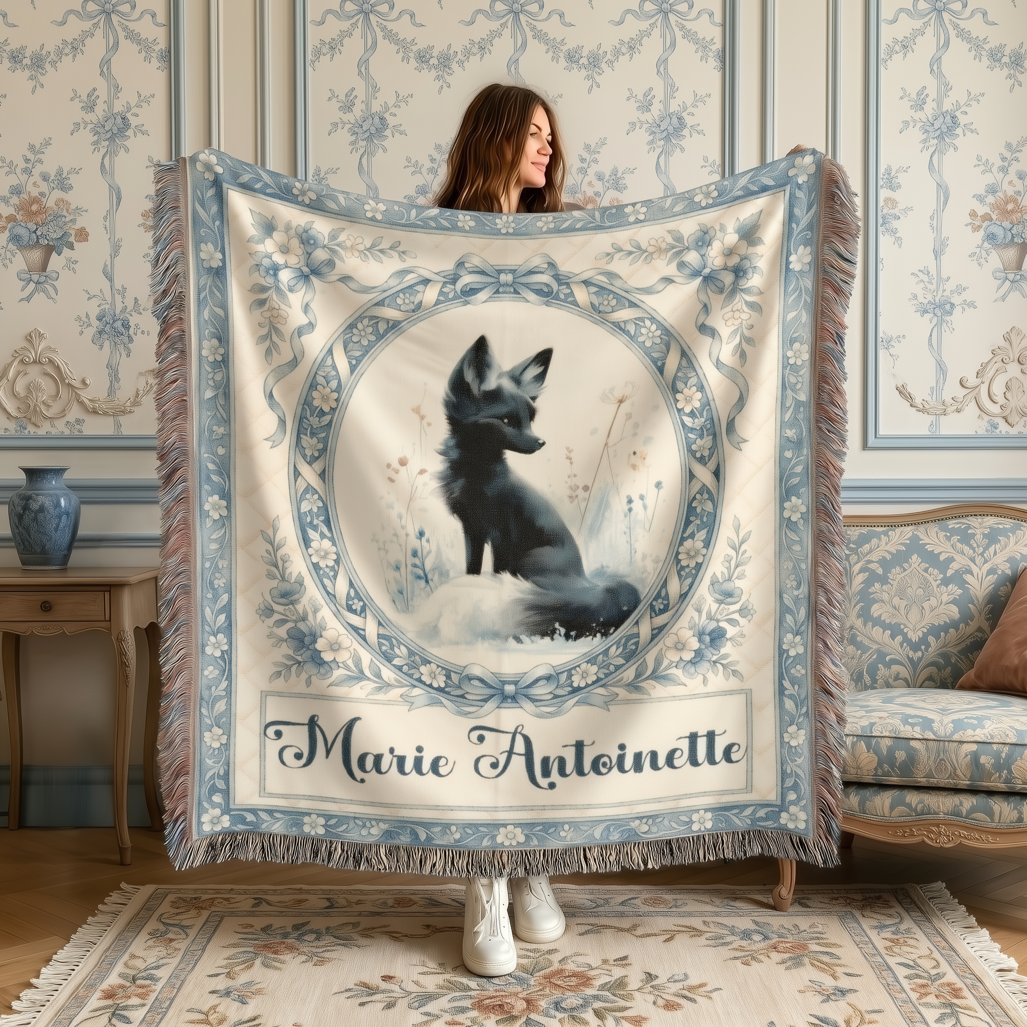 Personalized Fox Baby Woven Blanket