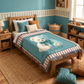 Personalized Teddy Bear Baby Boy Woven Blanket