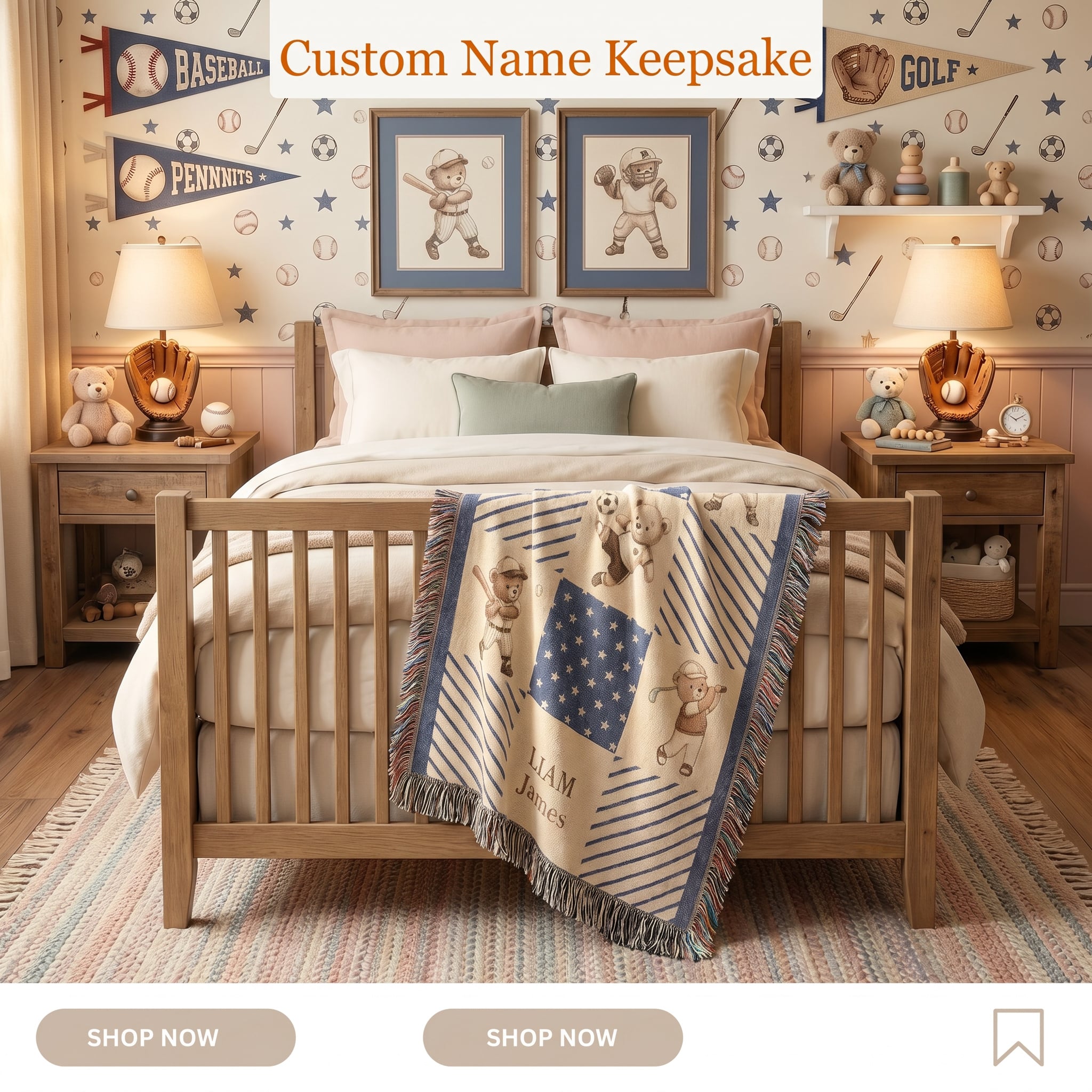 Personalized Teddy Bear Patchwork Baby Blanket