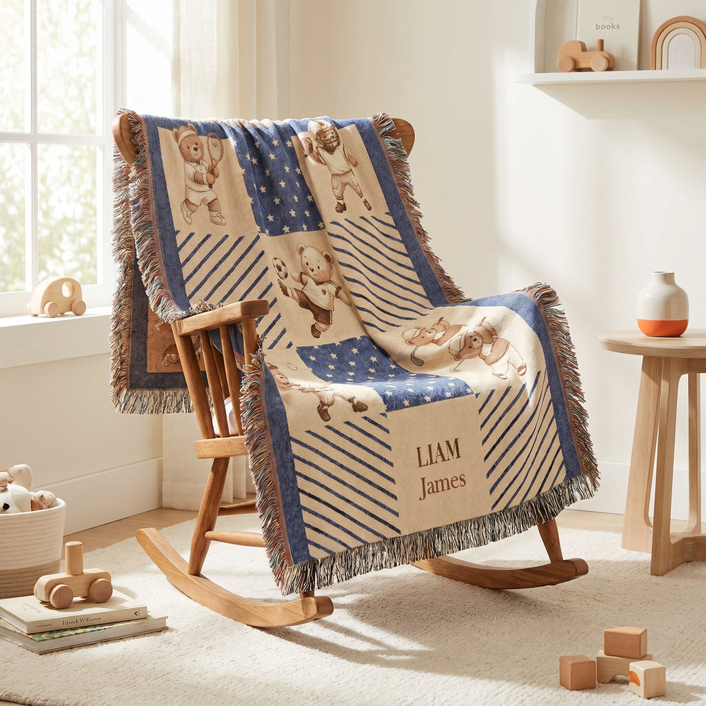 Personalized Teddy Bear Patchwork Baby Blanket