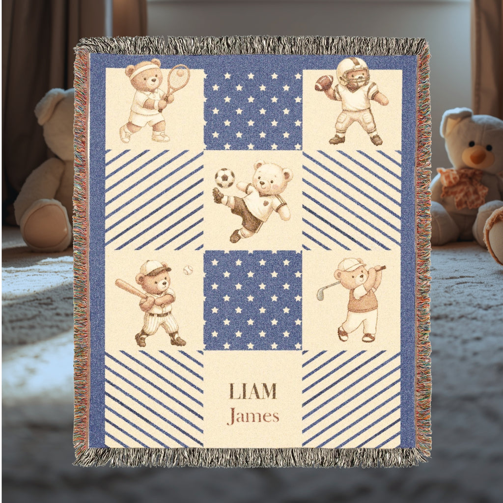 Personalized Teddy Bear Patchwork Baby Blanket