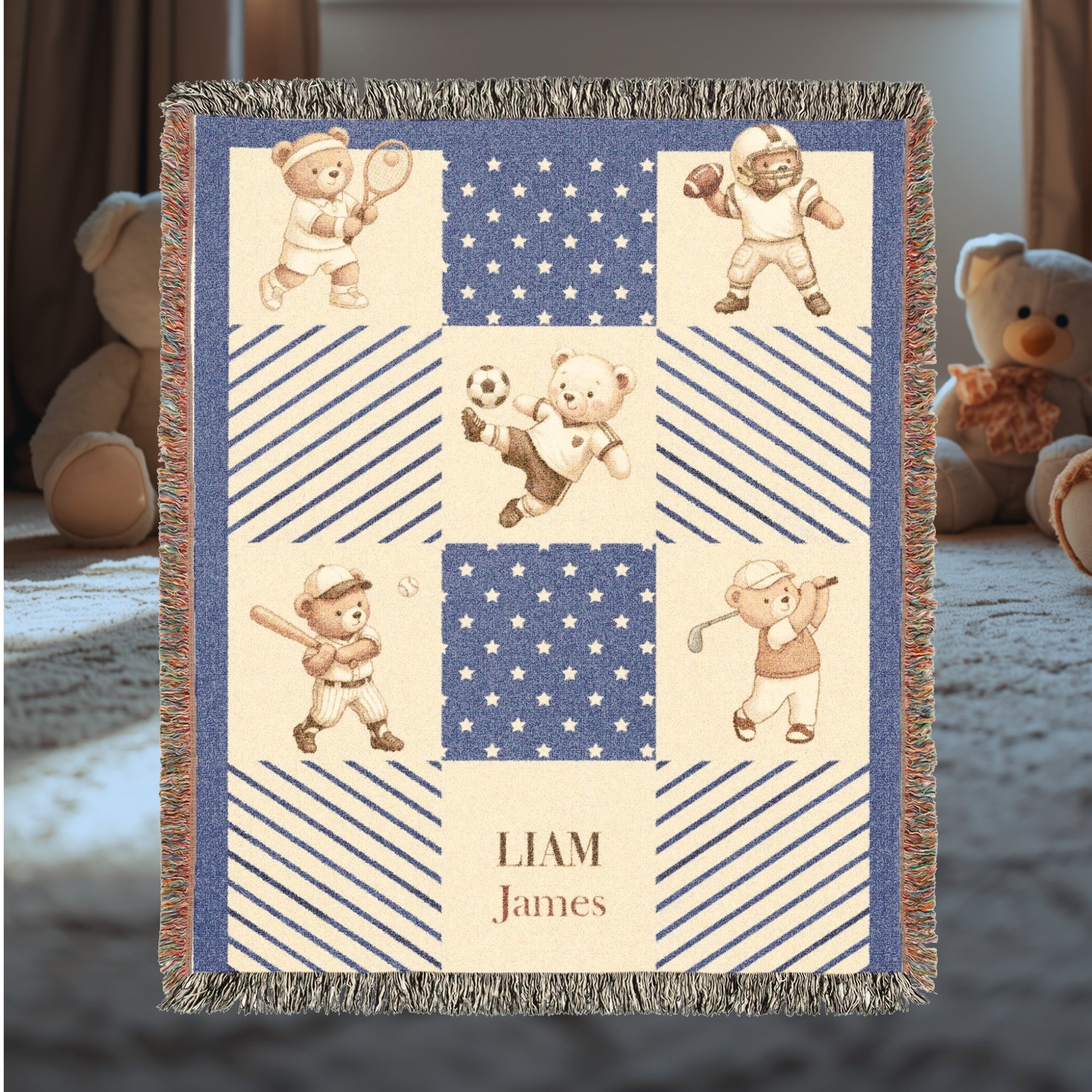 Personalized Teddy Bear Patchwork Baby Blanket