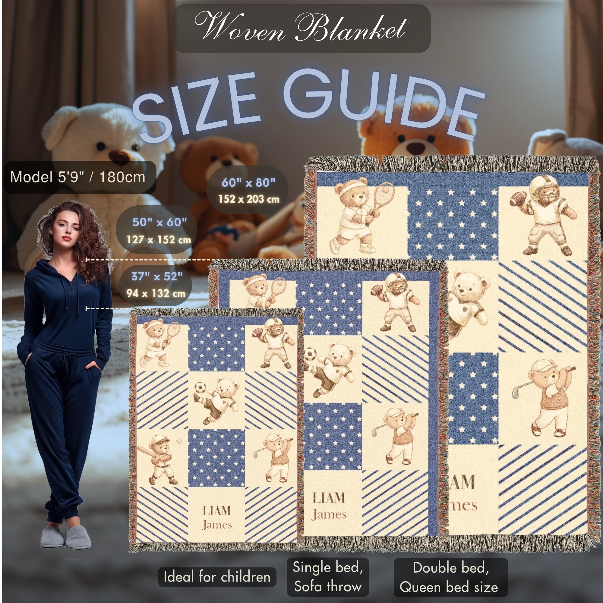 Personalized Teddy Bear Patchwork Baby Blanket