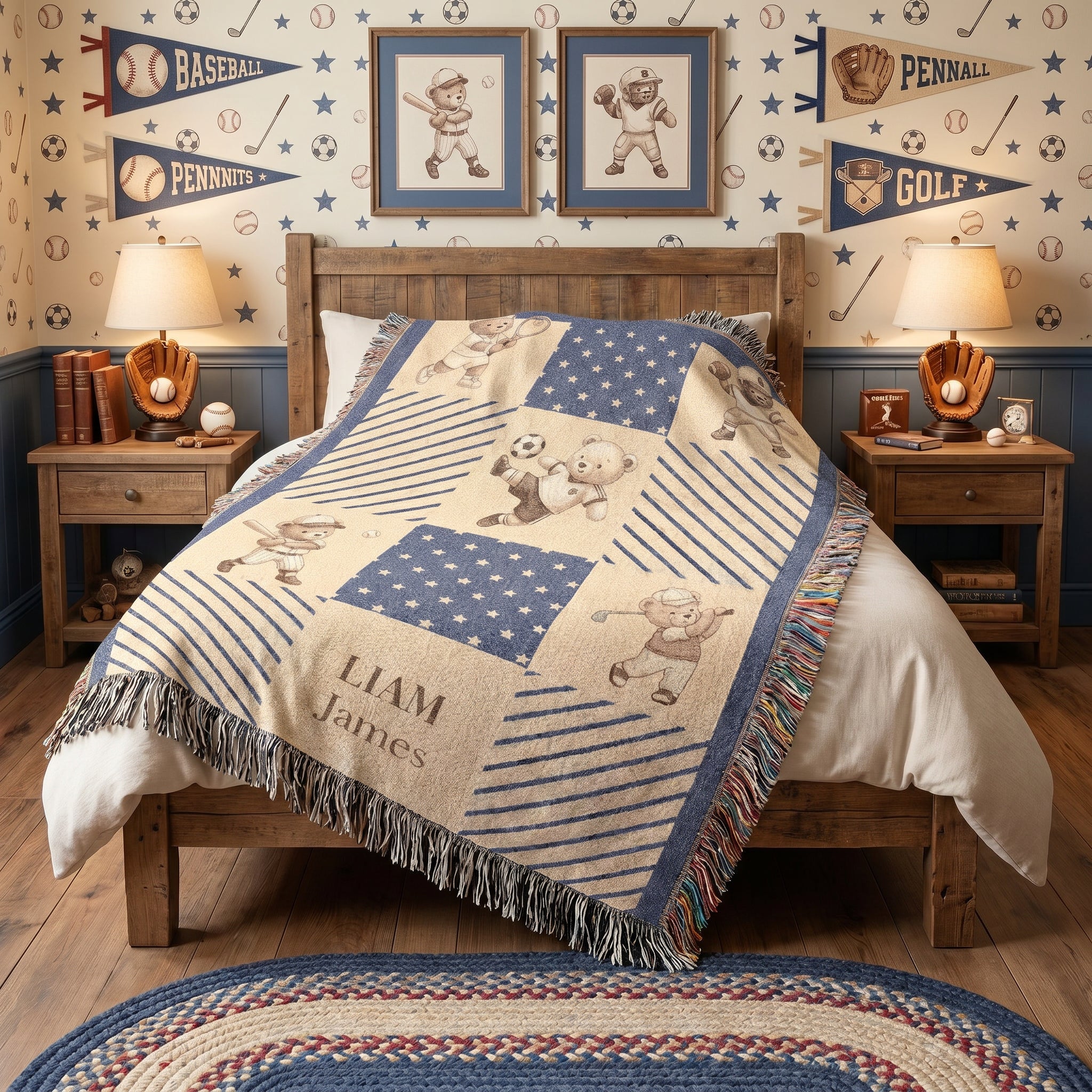 Personalized Teddy Bear Patchwork Baby Blanket