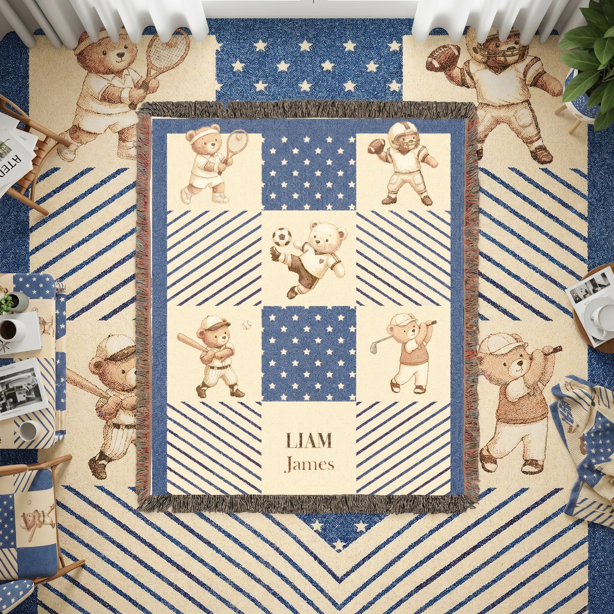 Personalized Teddy Bear Patchwork Baby Blanket