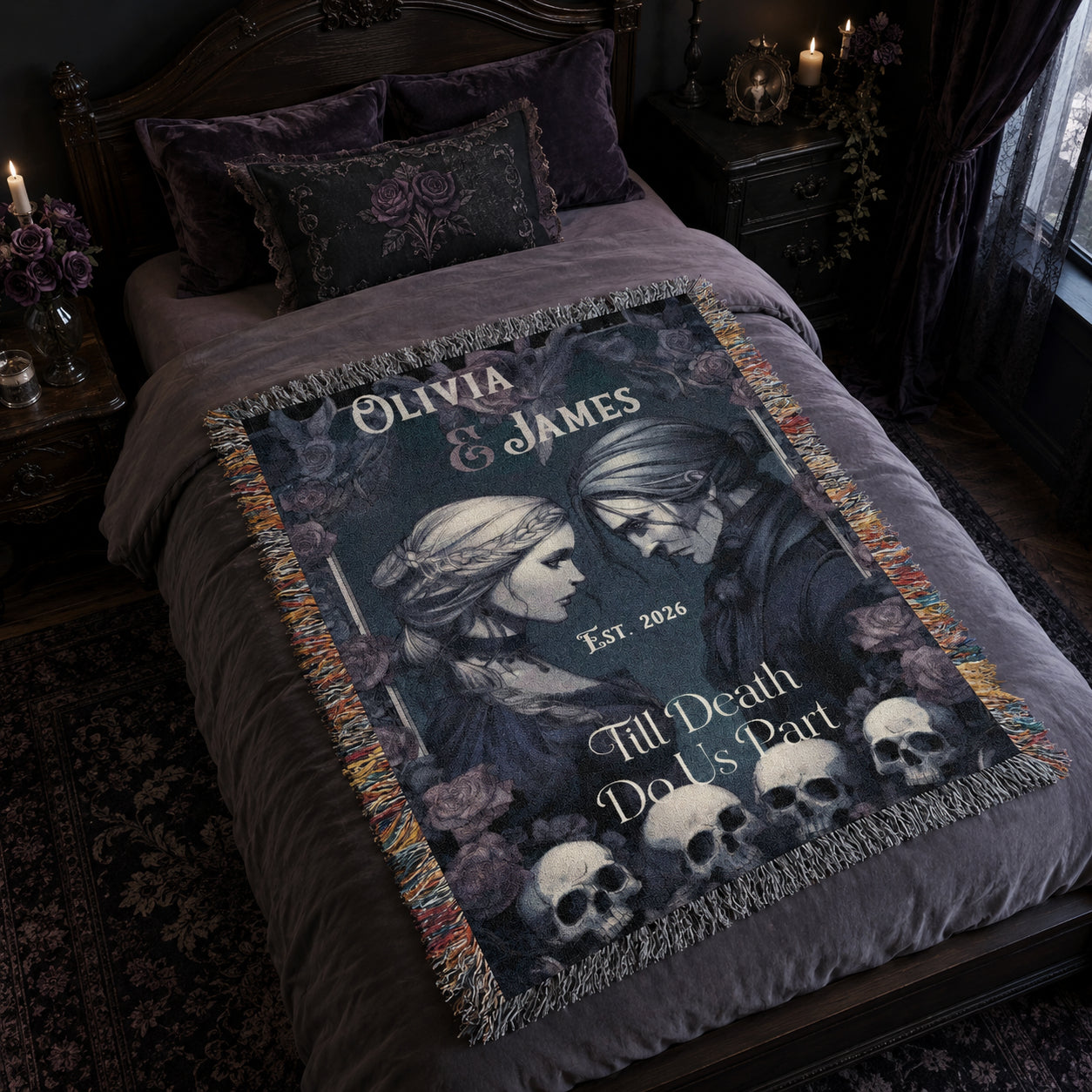 Personalized Gothic Wedding Blanket