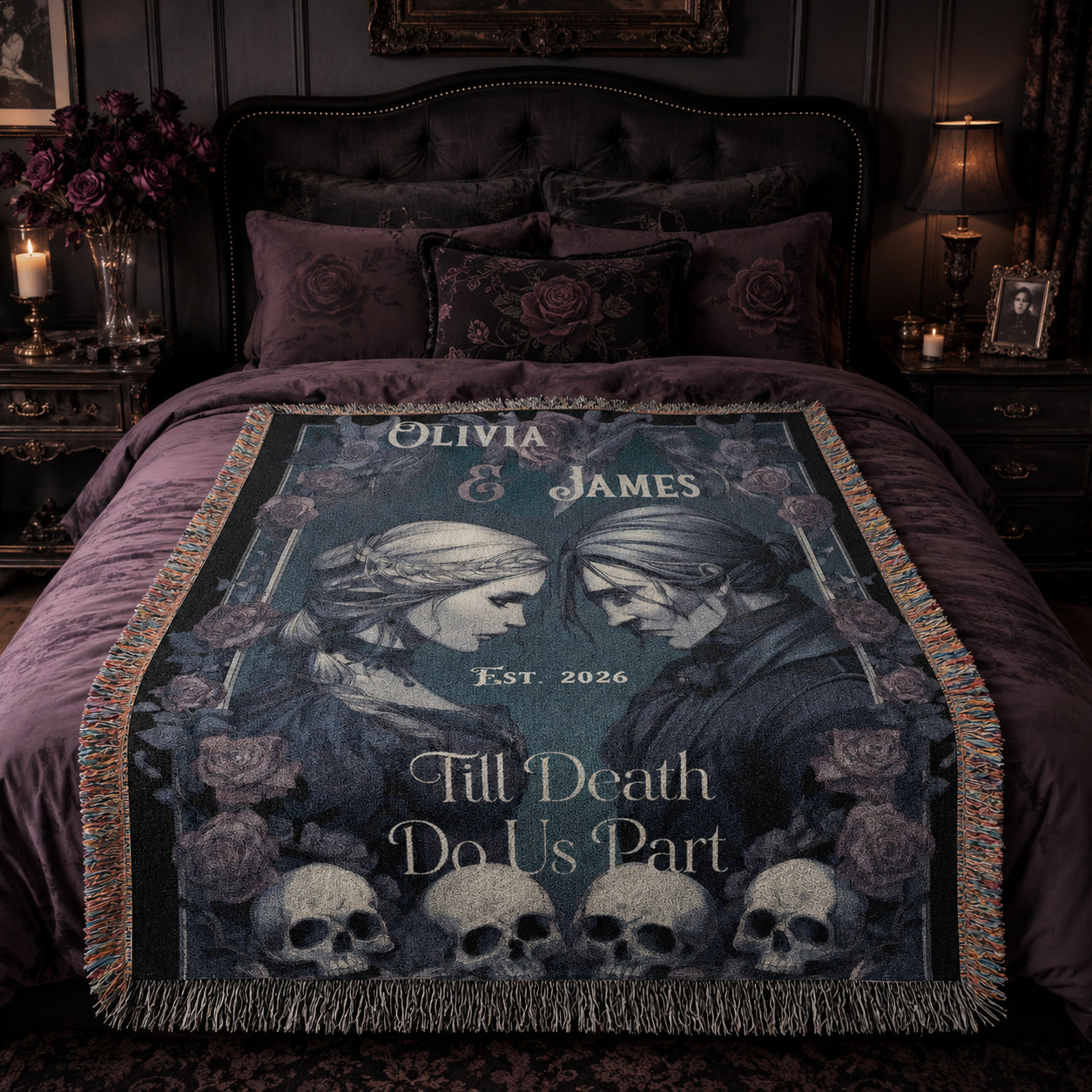 Personalized Gothic Wedding Blanket