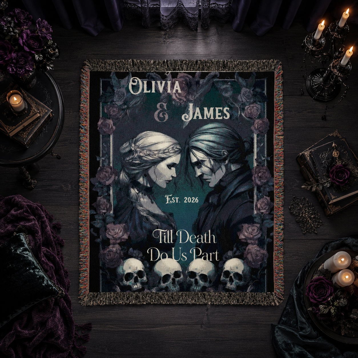 Personalized Gothic Wedding Blanket