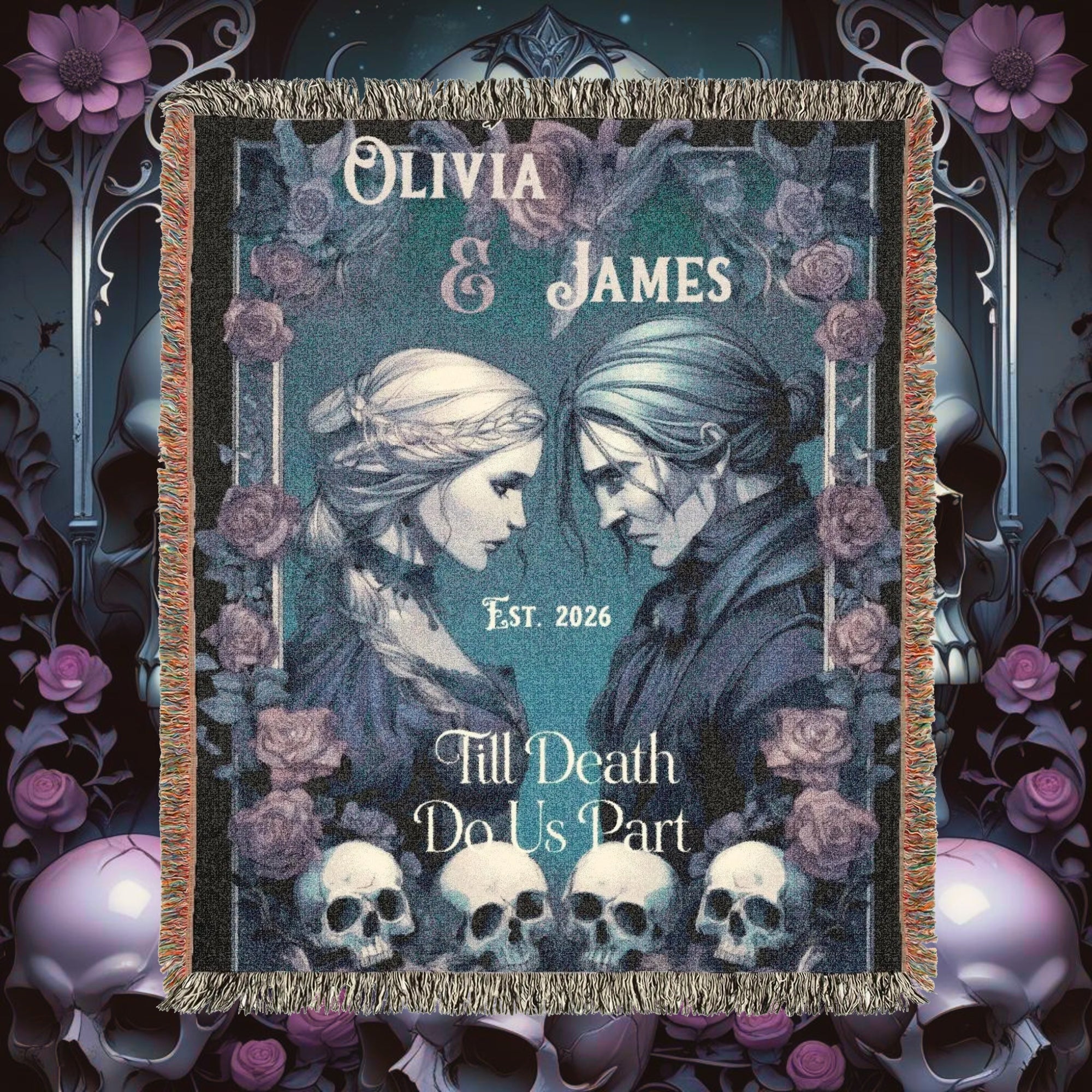 Personalized Gothic Wedding Blanket