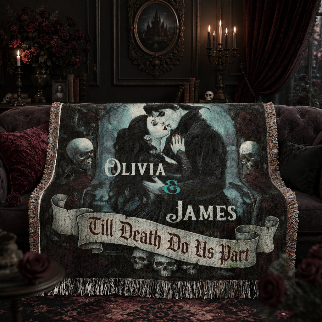 Personalized Gothic Couple Woven Blanket